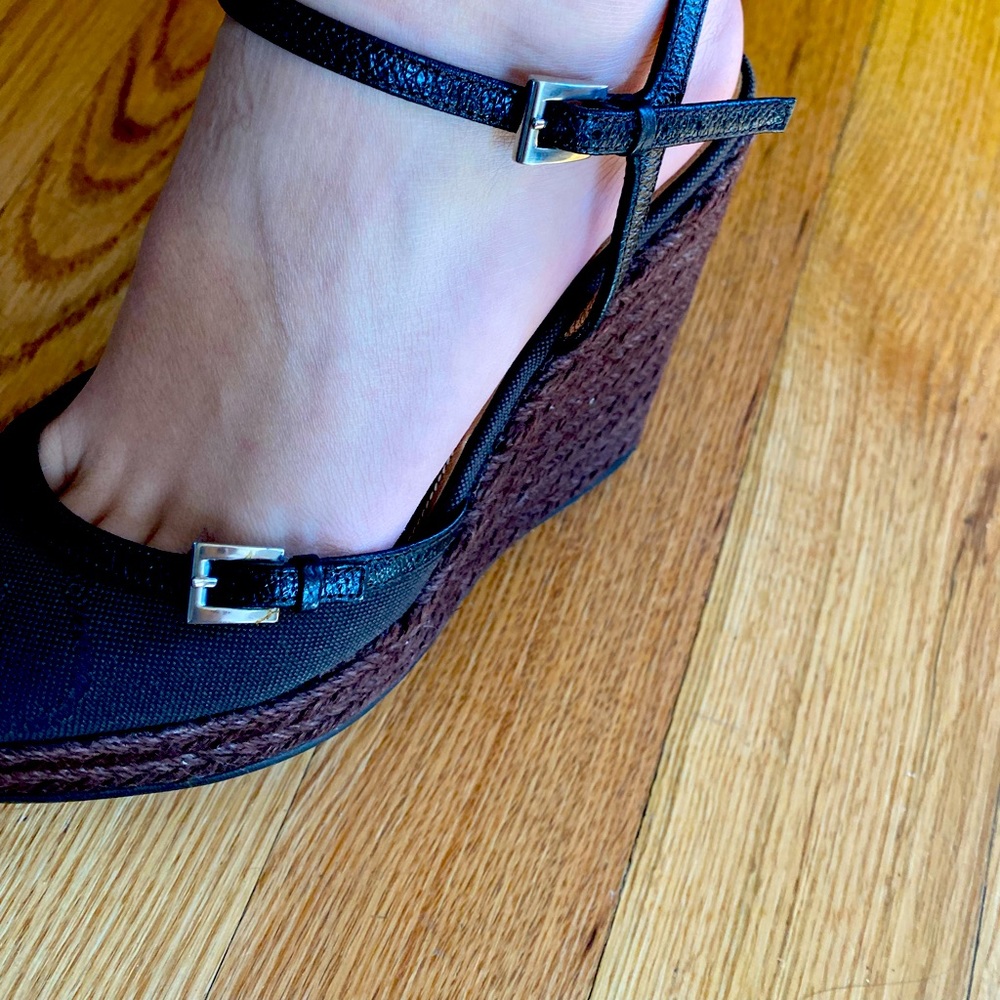 Prada black canvas edge sandals